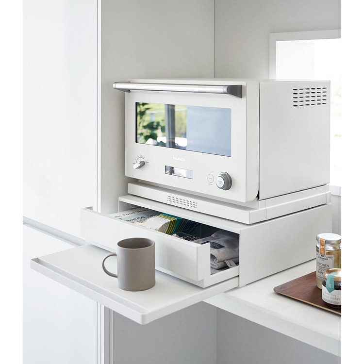 Countertop Drawer with Pull-Out Shelf - Steel White