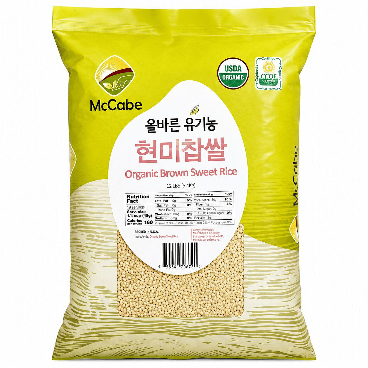McCabe Organic Brown Sweet Rice, 12 lb 1 each