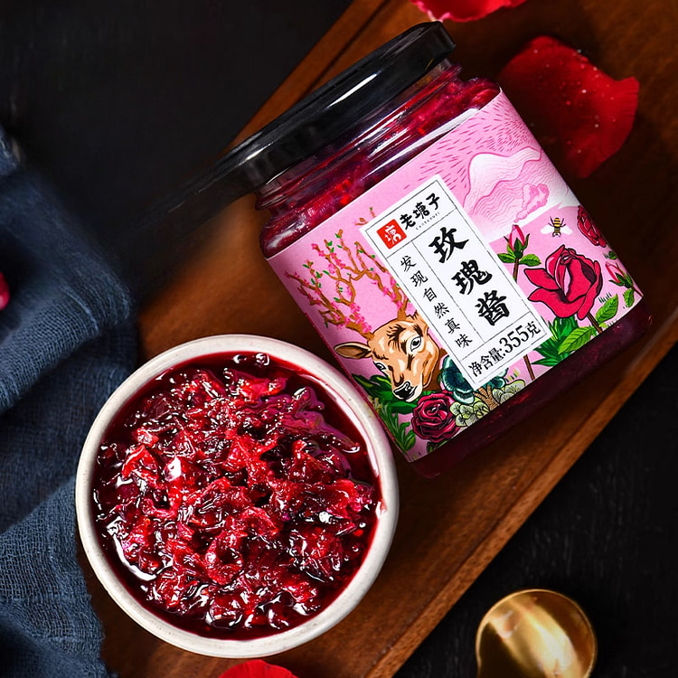 老塘子玫瑰酱天然食用玫瑰花蜜酱果酱355g*1瓶