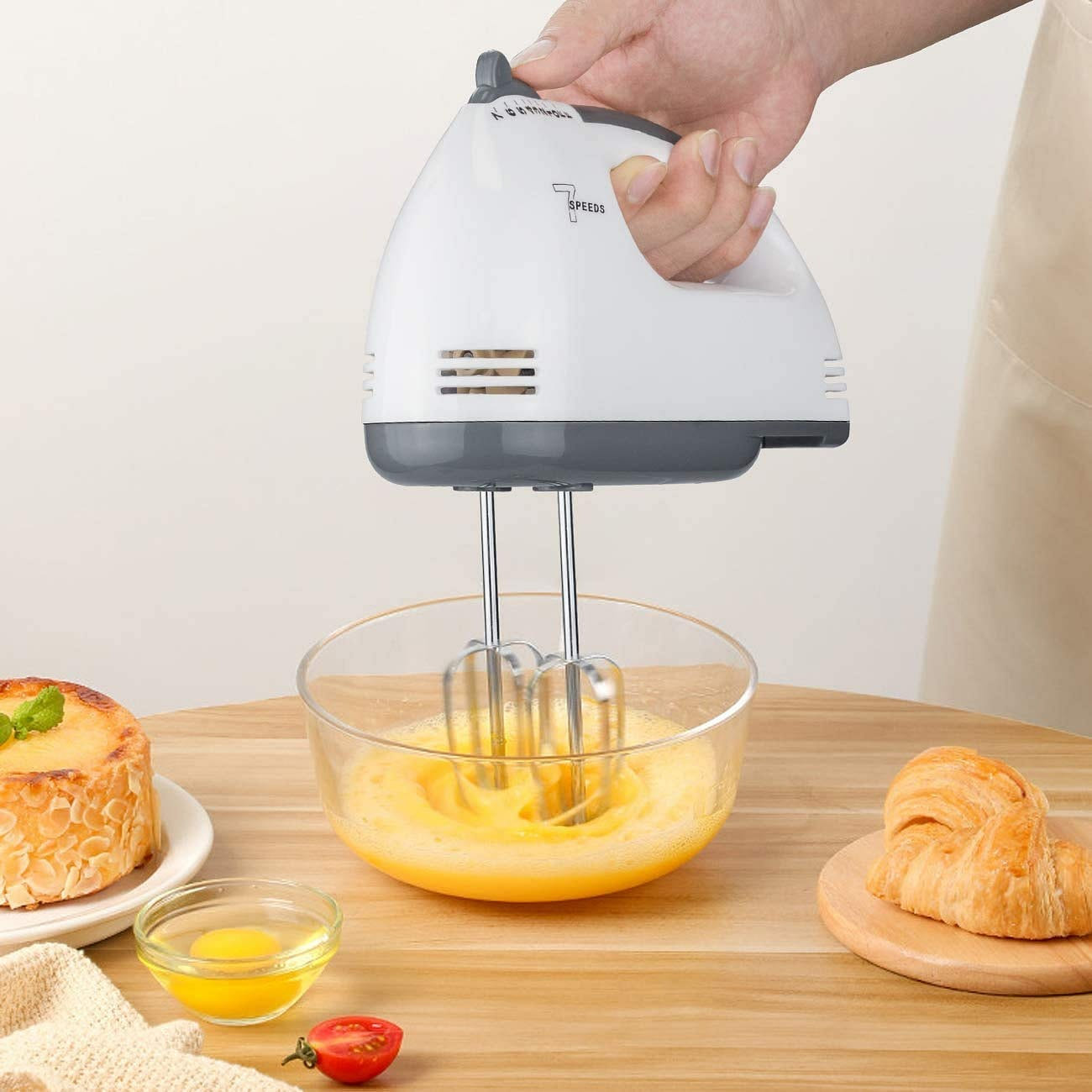 Electric hand mixer multi-speed light milk handheld with turbine button 1 box