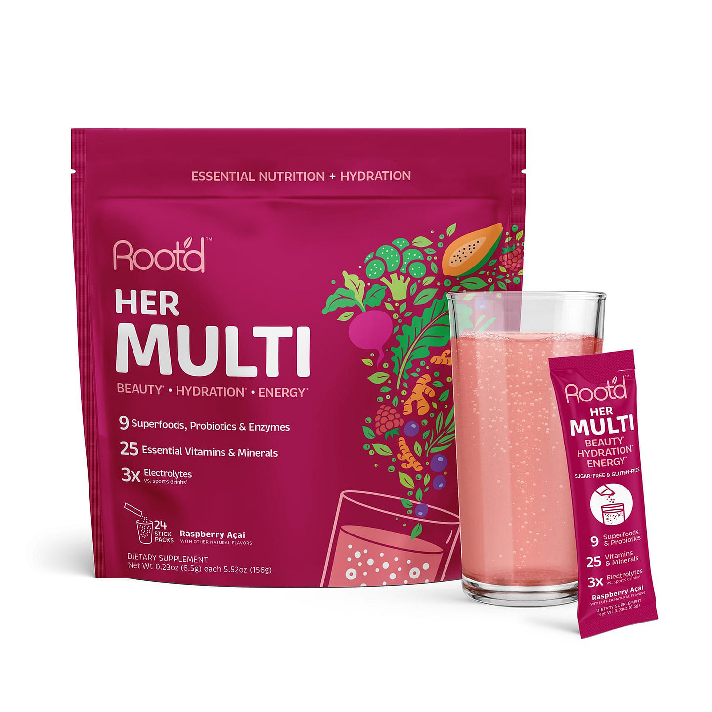 Root'd - Her Multi -Essential Multivitamin + Electrolytes for Women 24 カウント