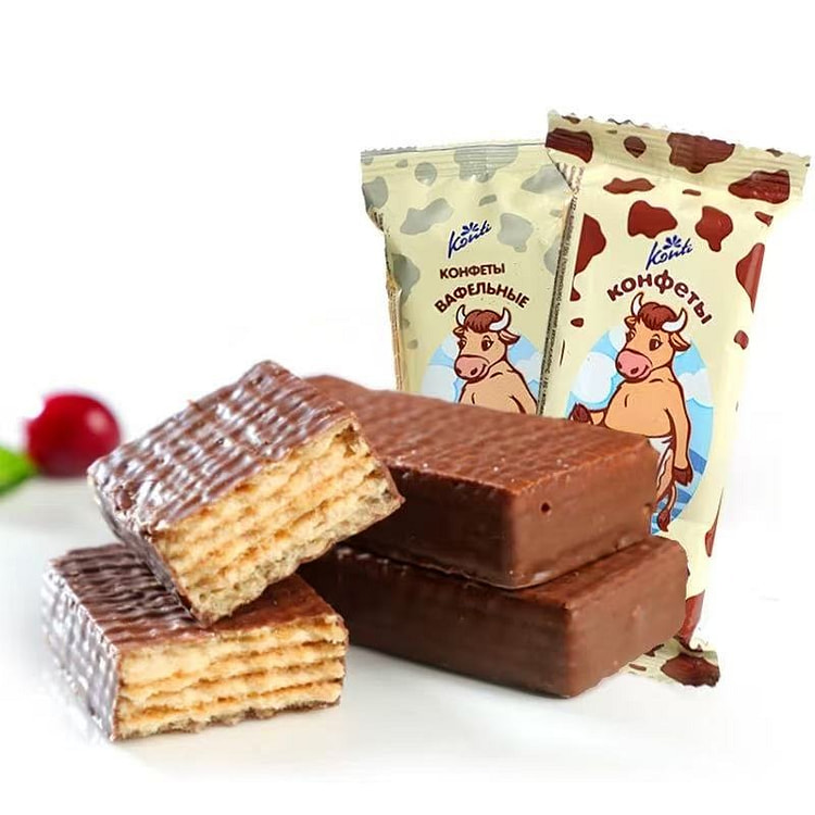 俄罗斯大奶牛巧克力夹心威化饼干1袋 250 克
