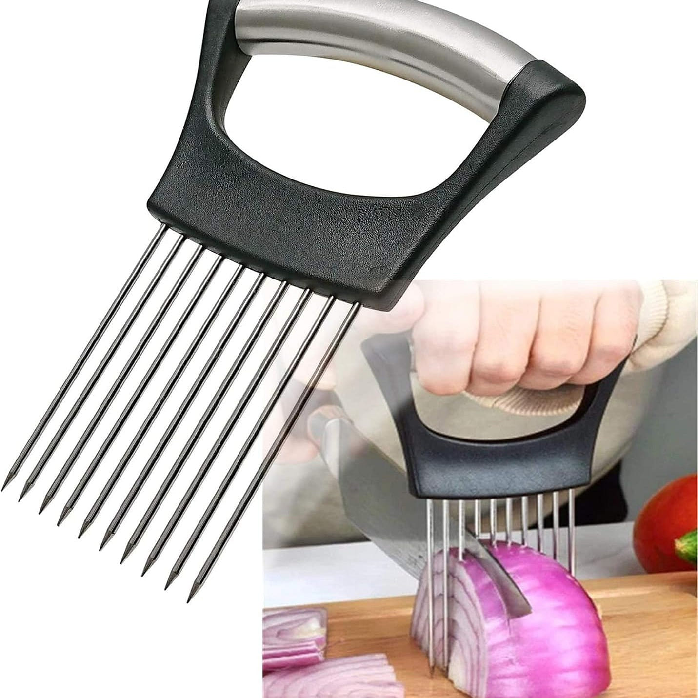 Stainless Steel Onion Holder for Slicing,Onion 1 count
