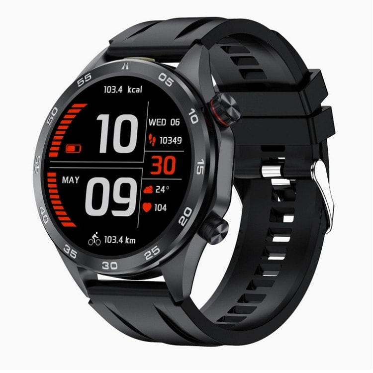 New Call Smart Watch with Flashlight BlackSilicone