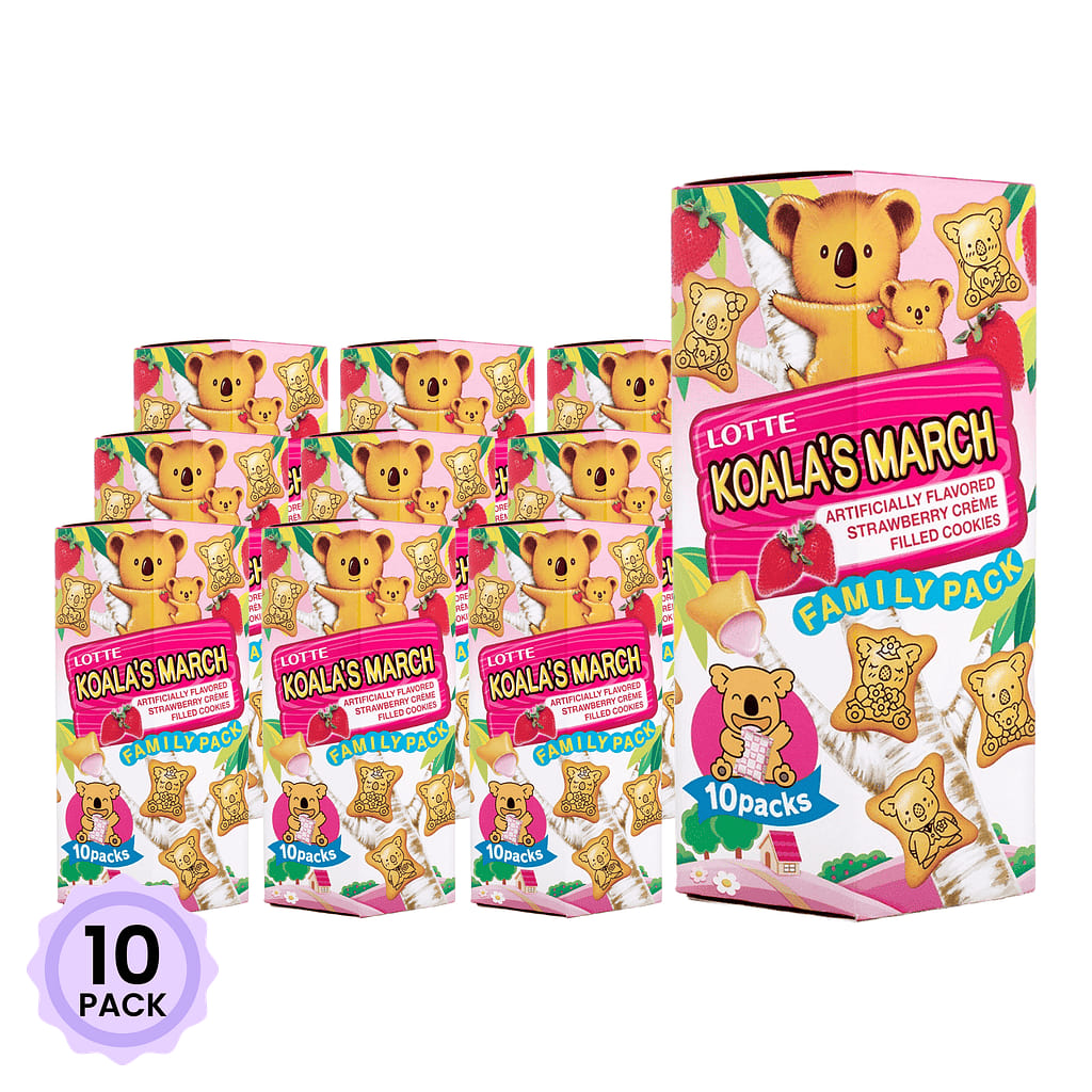 Lotte Koala's March Strawberry Cream Biscuits, Family Size 6.89 oz*10 pack