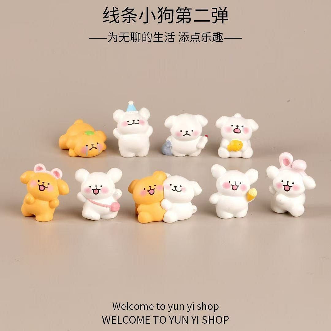 线条小白狗苔藓微景观创意装饰品9件1套 1 份