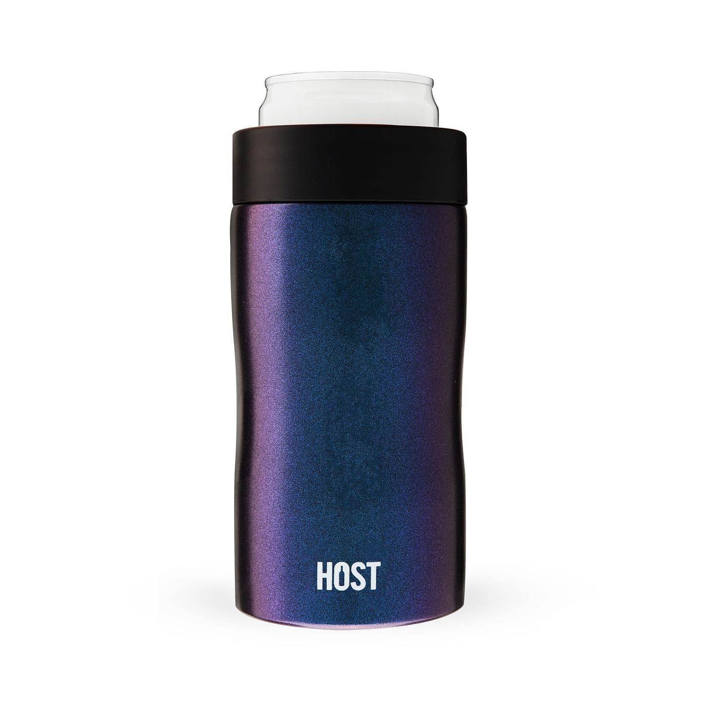 HOST Stay-Chill Beer Cozy Insulated Can Cooler Tumbler – Double Walled Stainless Steel Beer Can Insulator Holder for Slim Sized Cans – Galaxy Black 12 oz