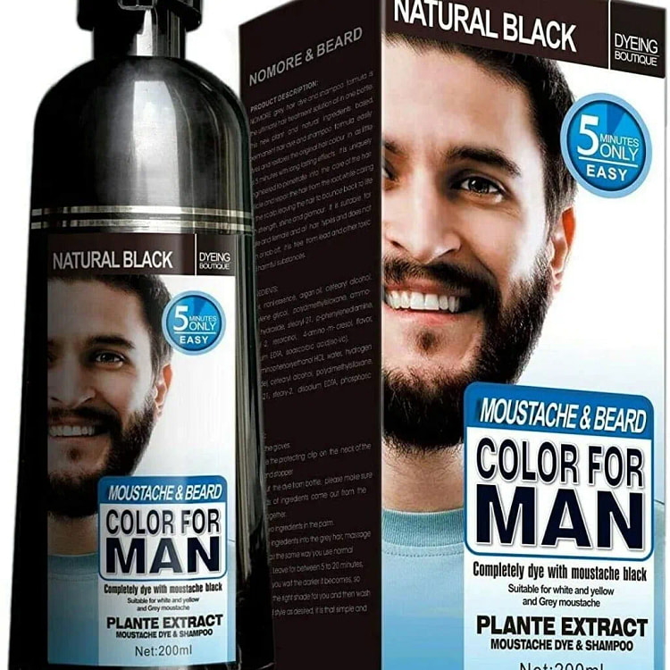 Beard Mustache and Beard Hair Color Dye Shampoo 1 box