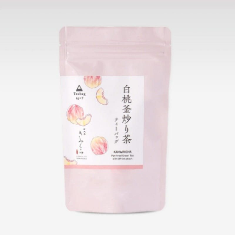Kimikura White Peach Pan-fried Tea 4 x7 bags 1 each