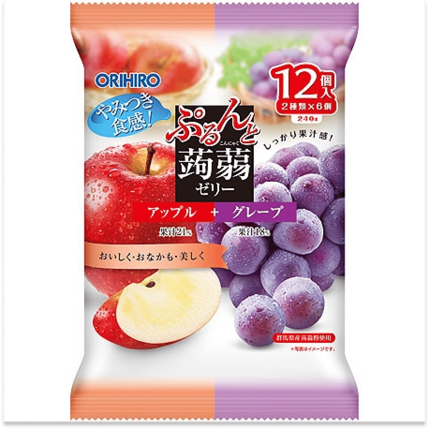 ORIHIRO Konnyaku Jelly Apple+Grape 240g 12*20g 1 count