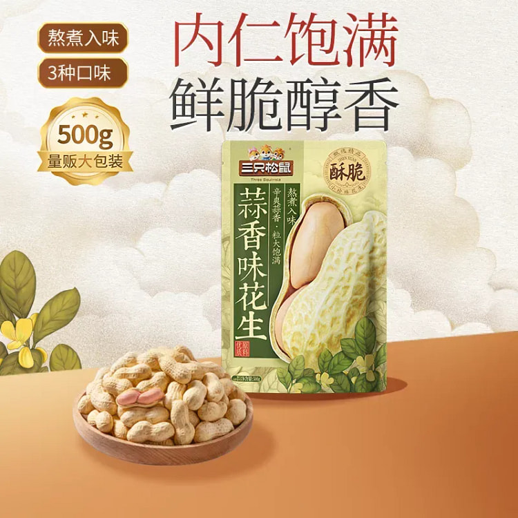 Three Squirrels Garlic-Flavored Peanuts 500g 500 g