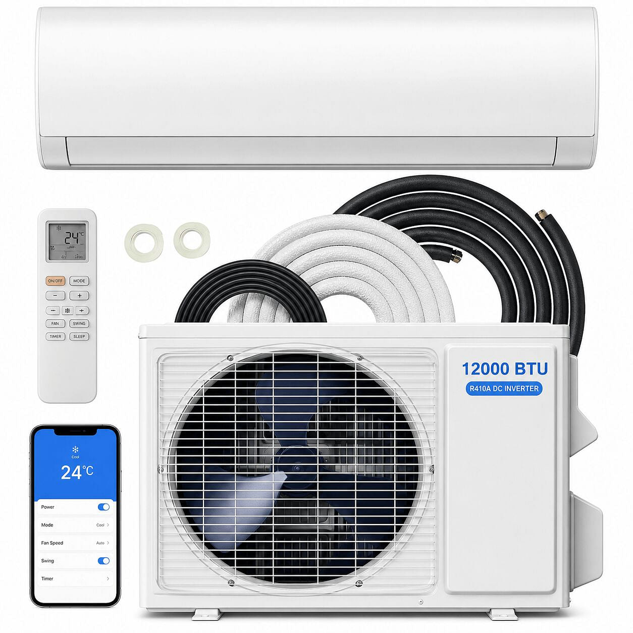 12000 BTU Mini Split AC/Heating System, 22 SEER2 1 1 box