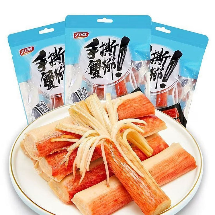 力诚手撕蟹柳 原味蟹肉棒 海味熟食 即食小吃 1袋 100 克