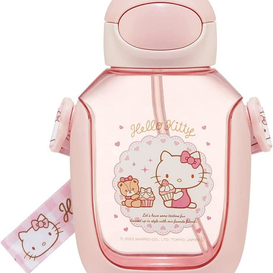 skater Water Bottle Straw 530ml Hello Kitty Straw Water Bottle One Push Kids 1 each