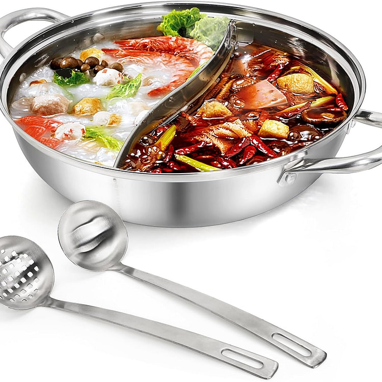 304 Stainless Steel Hotpot Pot with Divider, 12 1 count