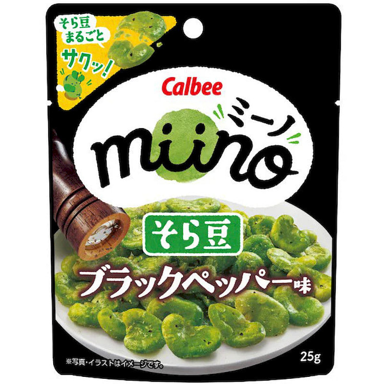 Calbee miino Broad Bean Snack, Black Pepper 25g 1 each