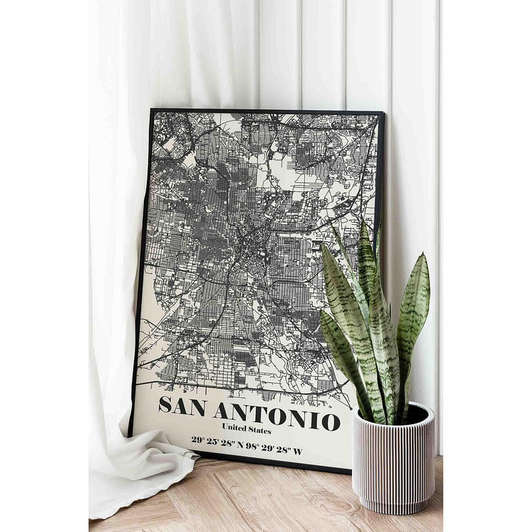 San Antonio TX 16" x 20" / Black