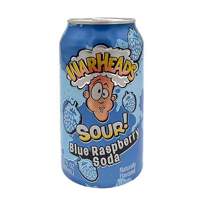 Warheads Sour Blue Raspberry Soda 12 oz Can 1 each