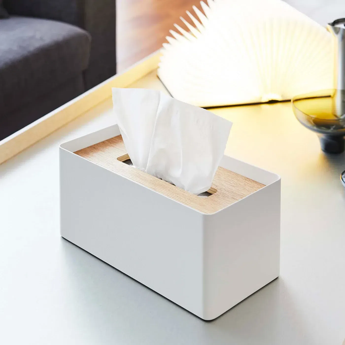 Tissue Box Cover – Steel Rectangle / Ash 1 each