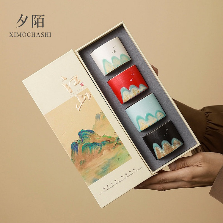 夕陌|锦绣江山-观山四色杯礼盒 茶杯伴手礼 1 份