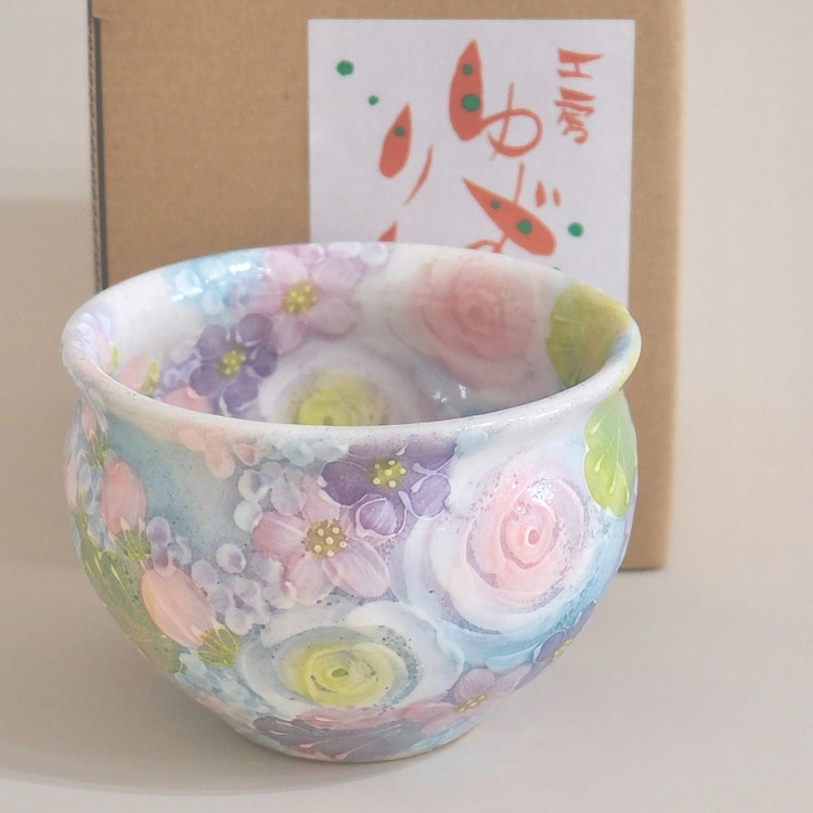 繁花 彩ばら花紋 抹茶碗（礼盒装）