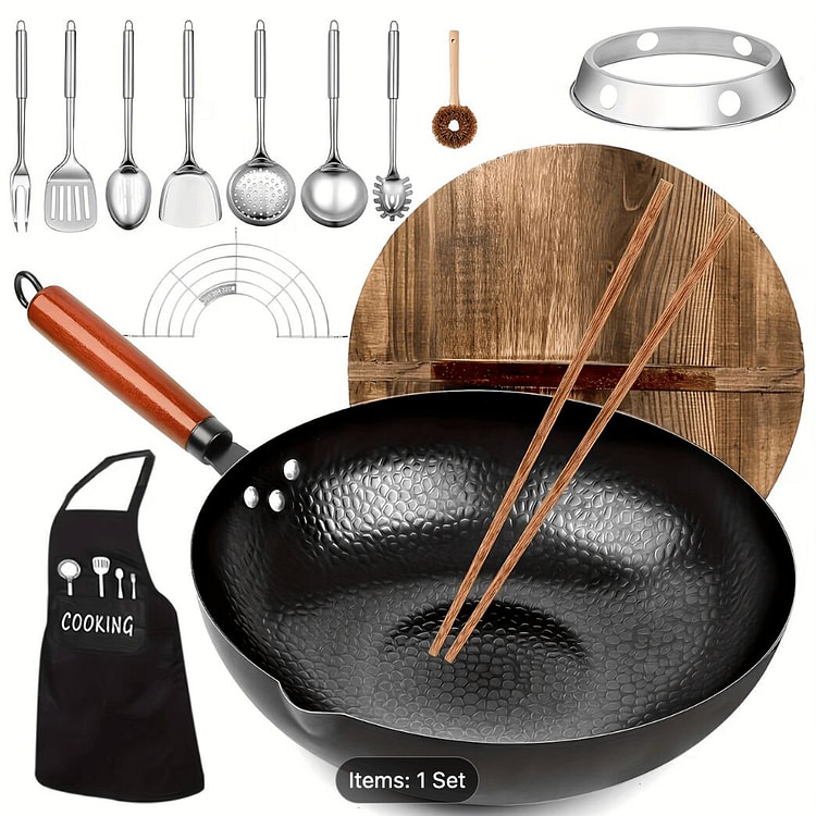 Wok, Cast Iron Frying Pan Wok Set - Nonstick, 1 can