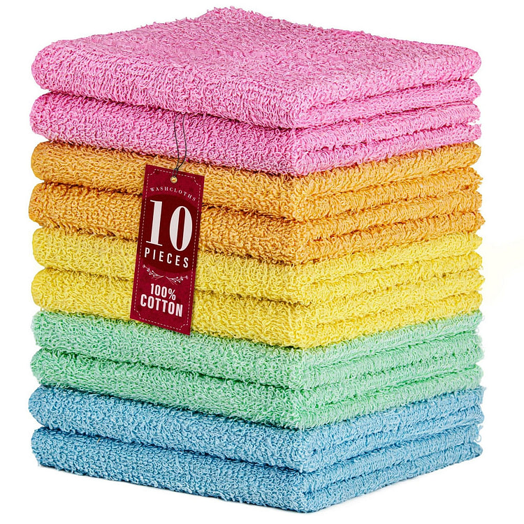 10 Pack 100% Cotton Wash Cloth,Luxurious Soft 1 each