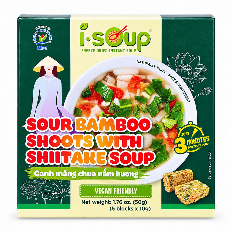Isoup Canh Măng Chua Nấm Hương Sấy Thăng Hoa 10 g*5 gói