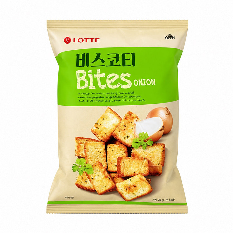 Lotte Scallion Flavored Baked Bread Chips 70g 1 each