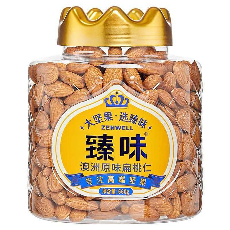 臻味澳洲扁桃仁660g罐装坚果巴旦木办公休闲零食 660 克