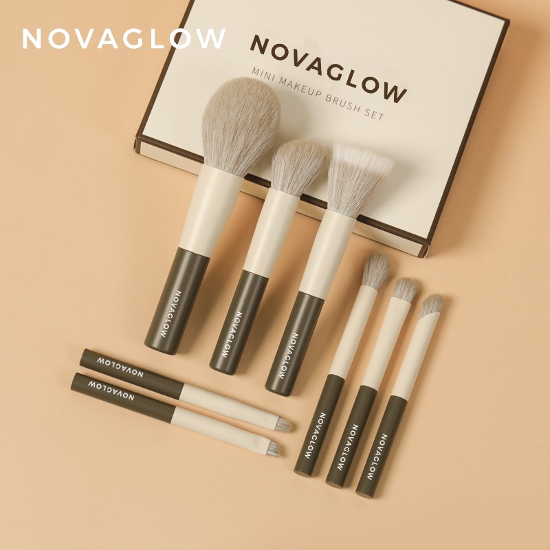 NOVAGLOW Mini Makeup Brush Set 8pcs with Pouch 1 box - Weee!