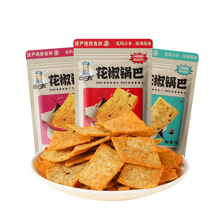 卧龙锅巴手工花椒锅巴(麻辣+椒香+爆辣)各2袋
