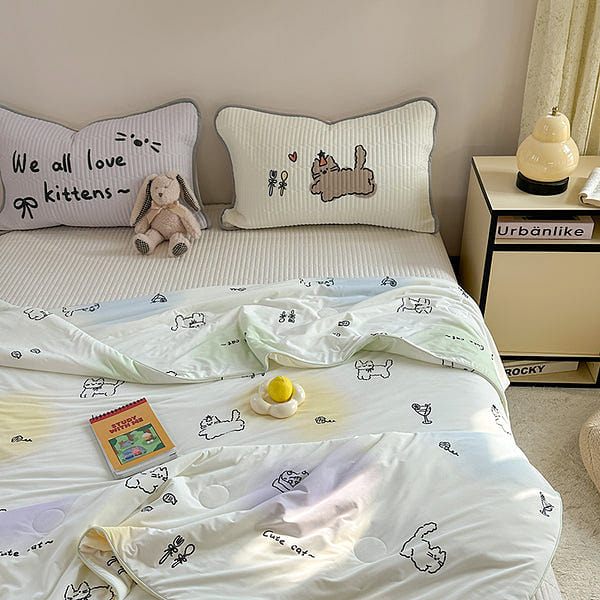 Whimsy Friends Cooling Quilt Kitten Sketch-Double 2000 g