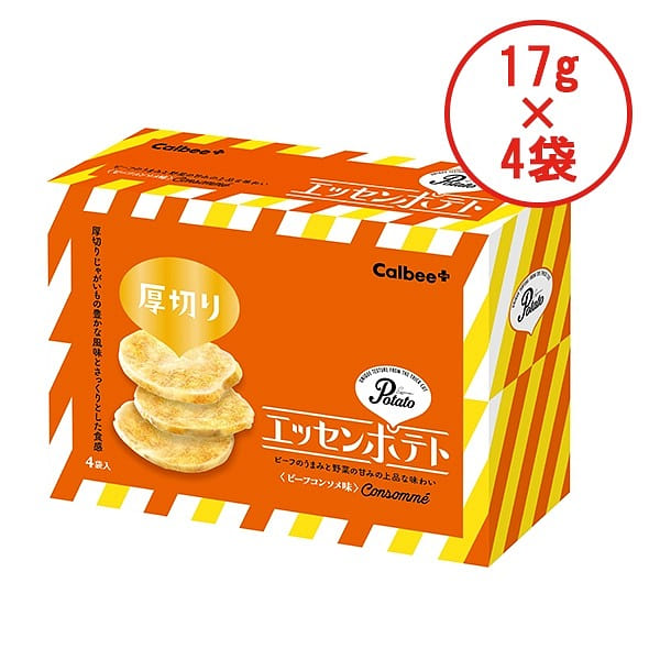CALBEE Essence Potato Beef Consomme Soup Flavor Chips 68g 4 packs 1 box
