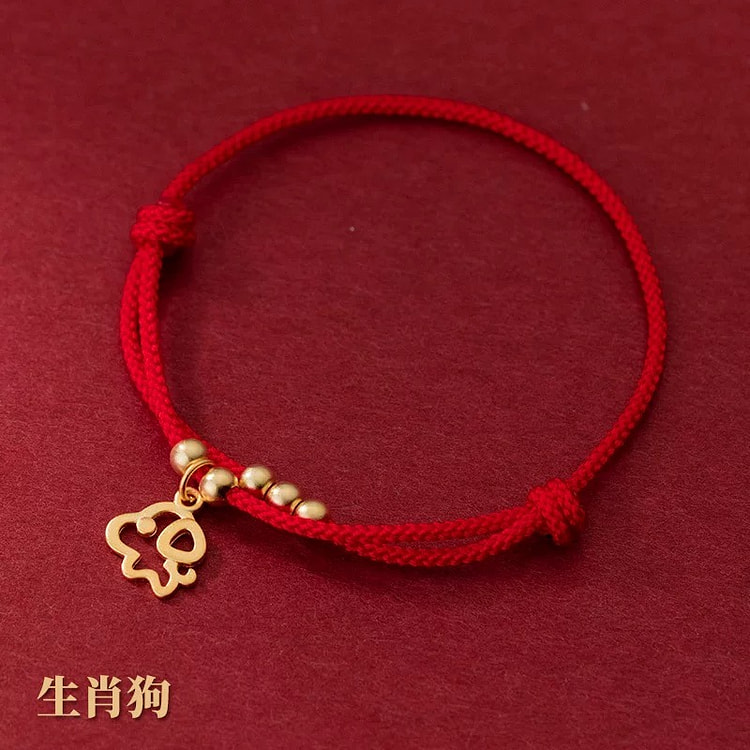 925银十二生肖红绳手链 可自动调节《生肖狗》