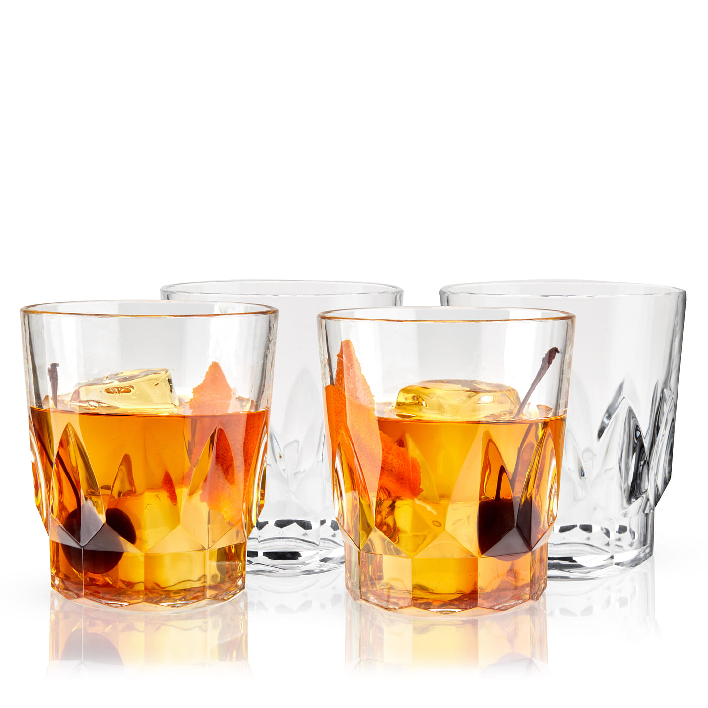 Viski Shatterproof DOF Drinking Glasses - Acrylic Rocks Glasses for Whiskey, Scotch, Bourbon - Dishwasher Safe 11.5oz Set of 4 11.5 盎司