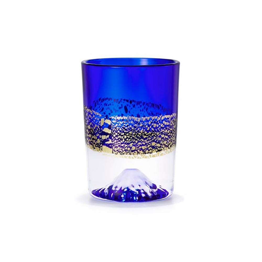 Tajima glass Handmade Mt. Fuji Gold Leaf Cup (Blue, 2.9fl-oz) Made in Japan 1 count