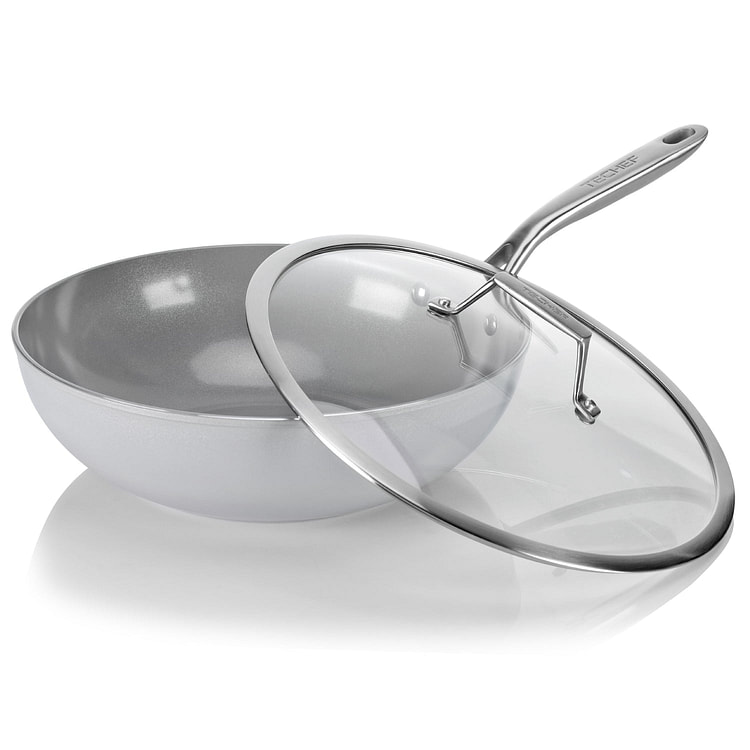 TECHEF 세라믹 난스틱 12 인치 궁중팬 (뚜껑 포함)