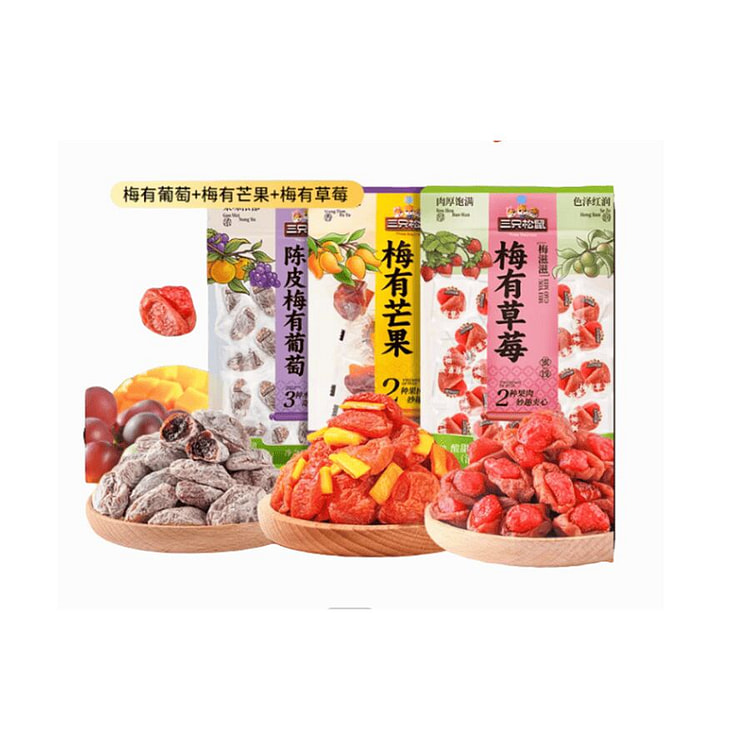三只松鼠 梅有葡萄.草莓.芒果混合 100g*3袋 300 克