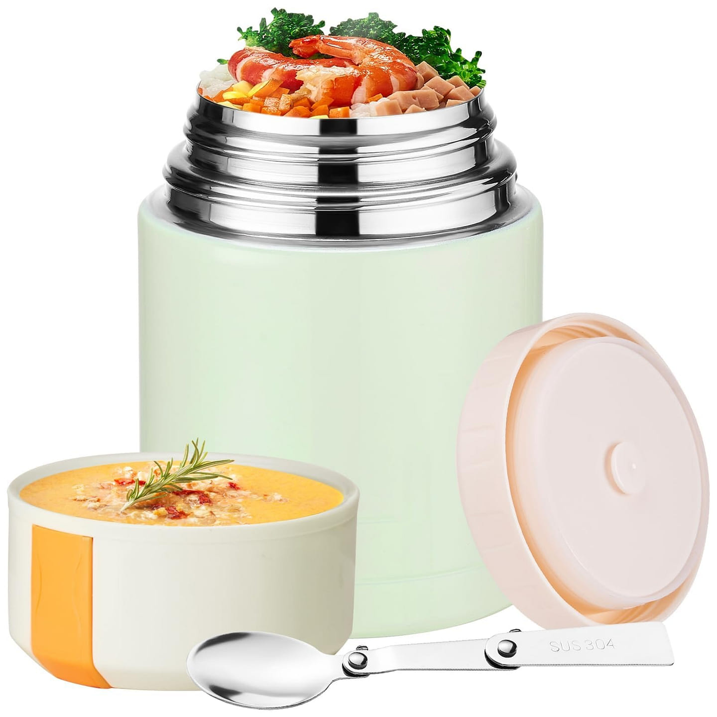 Green 316 stainless steel food thermos, 27oz 27 oz