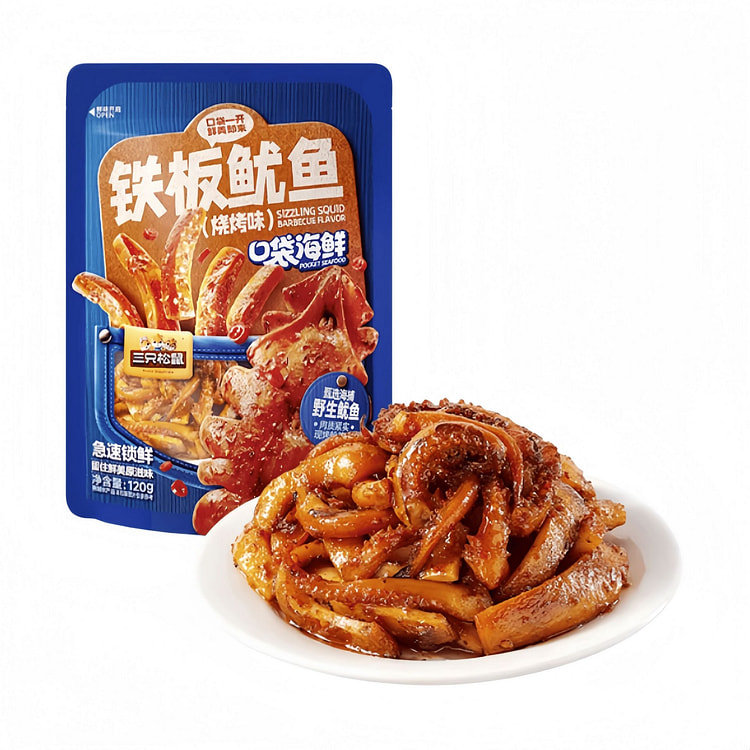 三只松鼠 铁板鱿鱼烧烤味即食独包装 120g*1袋 120 克