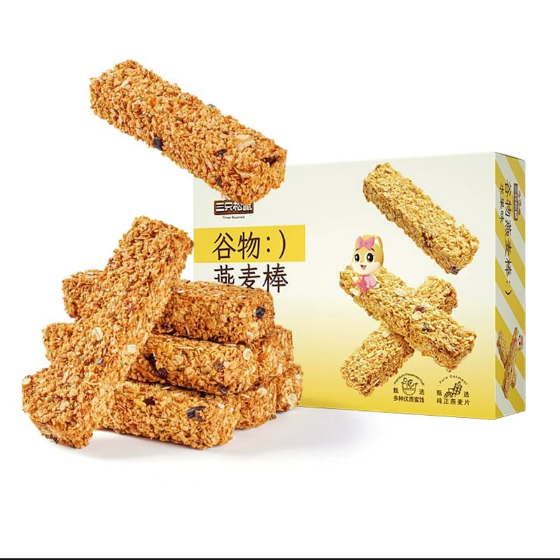 Three Squirrels Oat Grain Protein Bar Chia Seed Flavor 200 g