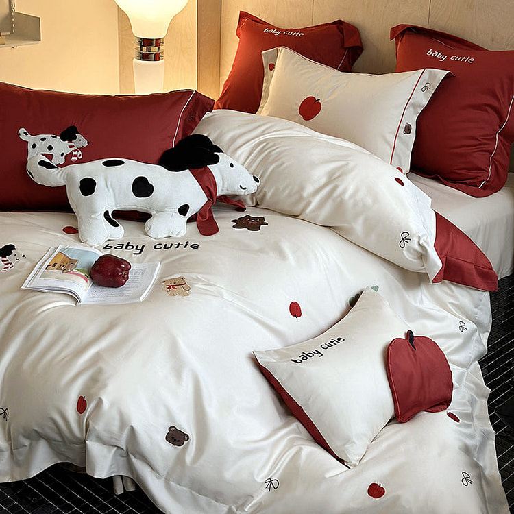 红苹狗乐园纯棉床上四件套 King Size
