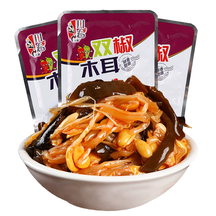 麻辣木耳香辣豆芽菜小包装下饭菜四川特产酱腌菜咸菜泡菜休闲零食双椒木耳26g*1袋