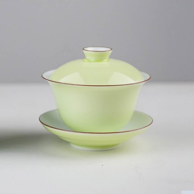 欢喜三才盖碗 薄荷绿工夫茶具 润翠堂 泡茶叶神器