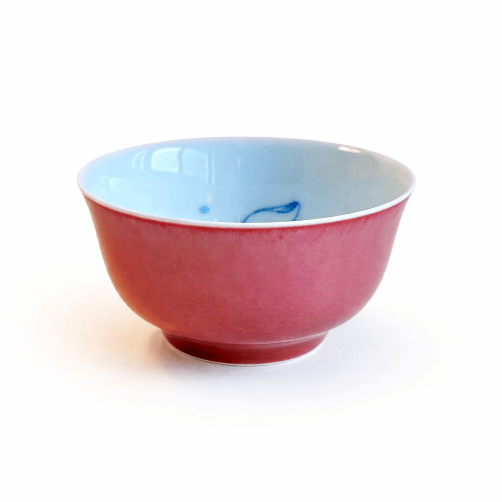 Hand-painted Double Fish Red Glazed Teacup Gift Bo 1 count