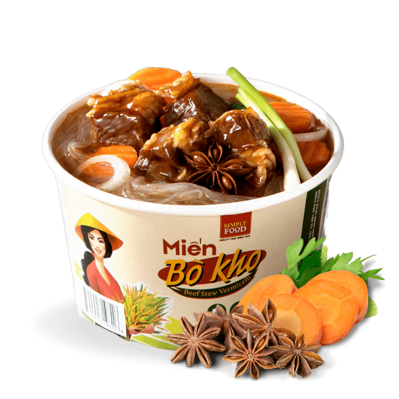 Simply Food Beef Stew Vermicelli Glass Instant Noodle Bowl 1 count 1 each