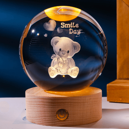 3D Solar System crystal Ball Multicolor Nightlight 8cm Decolamp Romantic Bear 1 count