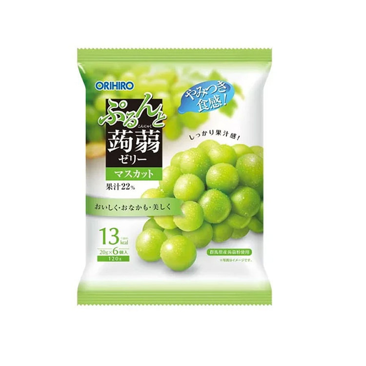 Orihiro 低卡高纤蒟蒻果冻 青葡萄味6个/