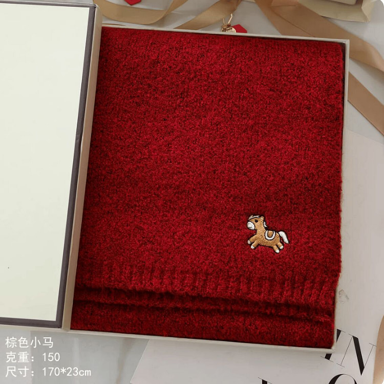 啄木鸟马年本命年红色羊毛小马围巾 1 份